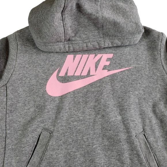 Grey and pink Girls Nike Hooded Sweatshirt - Picture 2 of 7
